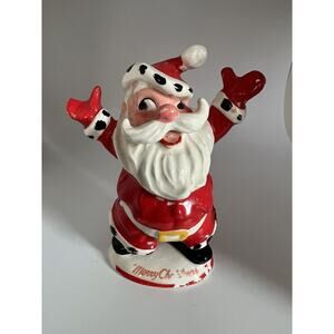 Vintage Kreiss Christmas Happy Santa With Hands Up Figure Japan Merry Christmas